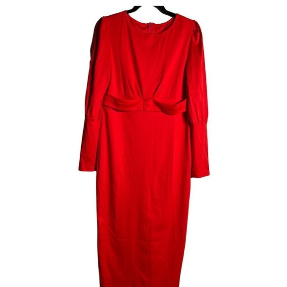 SHEIN Dresses Womens Red Dress Classic Church Long Sleeve Maxi